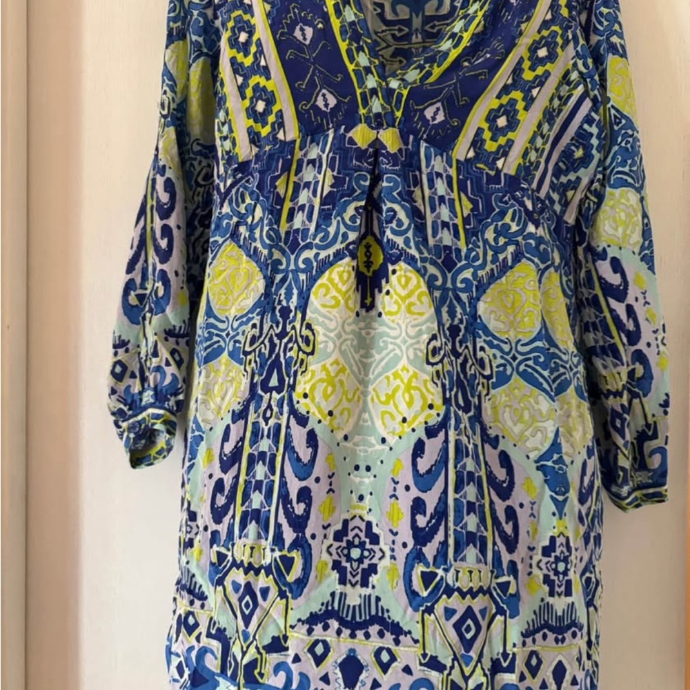 Hale Bob Blue and Yellow Patterned Tunic